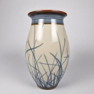 Sam Scott Studio Pottery Vase Porcelain Brushwork Wheel Thrown PNW Artist Signed